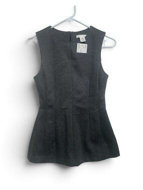 H&M Dark Gray Sleeveless Peplum Top Elegant Smart Casual Size XS